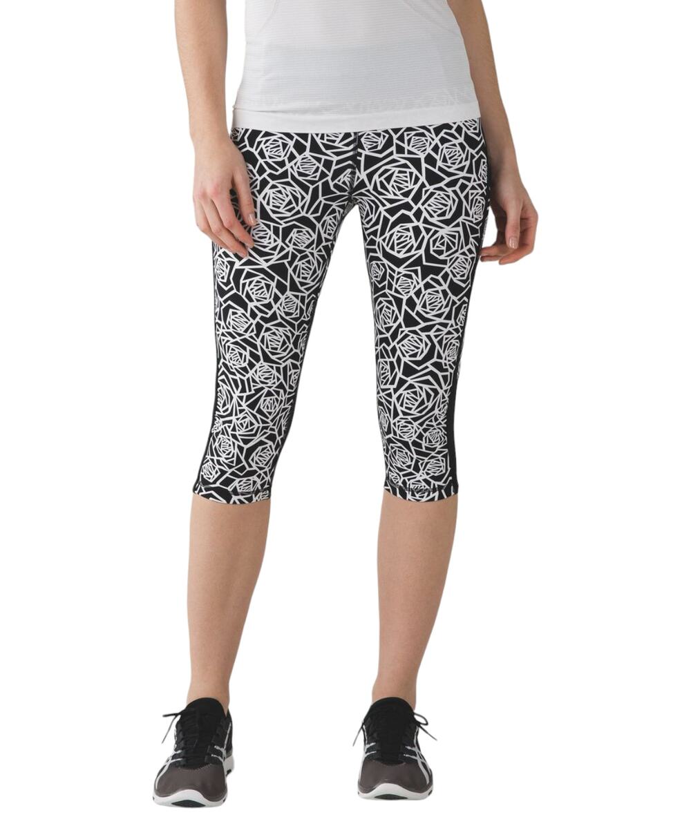 Lululemon Black Real Quick Crop Posey White Full On Luxtreme Leggings